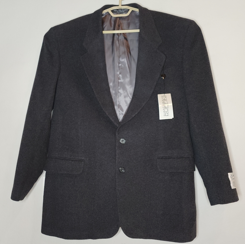 NWT Cashmere Wool Blend Grey Blazer Sport Coat Men Size 42L Gianfranco Ruffini